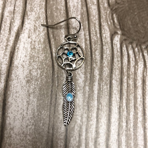 Dream Catcher & Feather Dangle Earrings - Picture 4 of 4